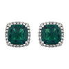 14k White Gold Created Emerald & .06 CTW Diamond Earrings
