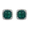 14k White Gold Created Emerald & .06 CTW Diamond Earrings