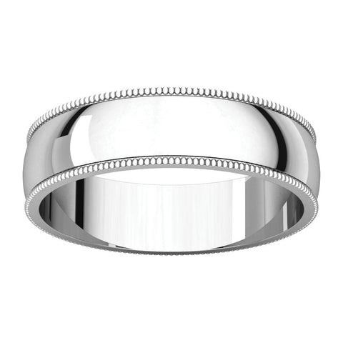 14k White Gold 5mm Light Milgrain Band, Size 7
