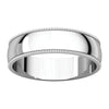 14k White Gold 5mm Light Milgrain Band, Size 10.5