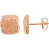 Hammered Square Earrings in 14K Rose Gold