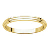 14k Yellow Gold 2mm Half Round Edge Band, Size 6.5