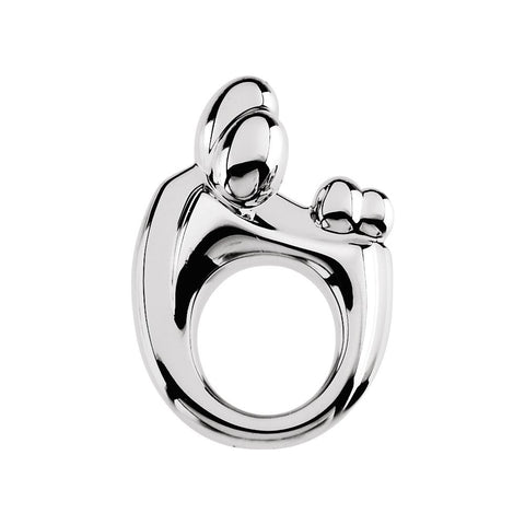 20.25x14.00 mm Large Mother and Twins Family Pendant in 14K White Gold