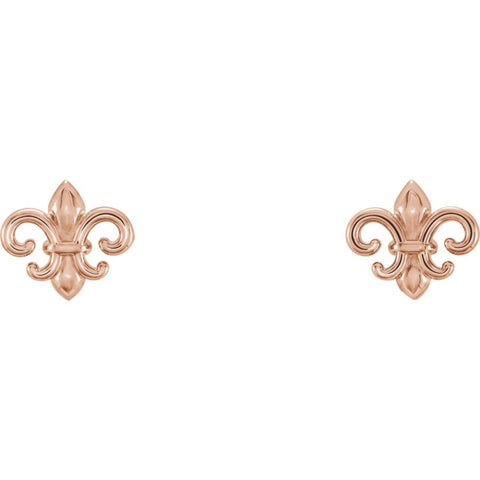 14k Rose Gold Fleur-De-Lis Earrings