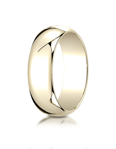Benchmark 10K Yellow Gold 7mm Slightly Domed Traditional Oval Wedding Band Ring (Sizes 4 - 15 )