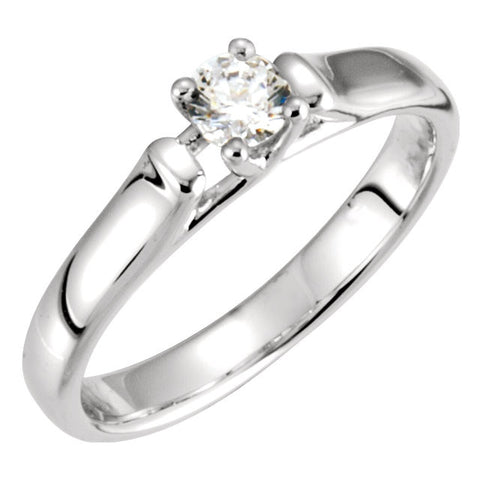 14k White Gold 1/2 CTW Diamond Solitaire Engagement Ring, Size 7