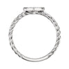 Sterling Silver 1/8 CTW Diamond Heart Rope Ring, Size 7