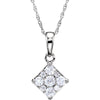 14K White Gold 1/3 CTW Diamond Cluster Necklace (18 Inch)