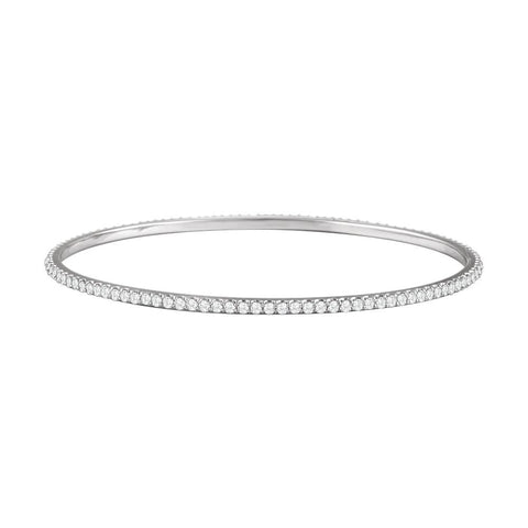 14k White Gold 3 CTW Diamond Stackable Bangle Bracelet