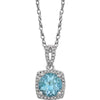 14k White Gold Sky Blue Topaz & 1/8 ctw. Diamond 18-inch Necklace