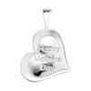 14k White Gold Heart print Happy Mothers Day Pendant