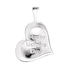 14k White Gold Heart print Happy Mothers Day Pendant