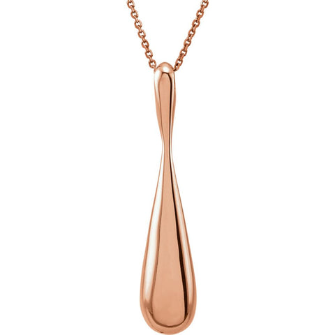14k Rose Gold 40.3x8.3mm Teardrop-Shaped 18" Necklace