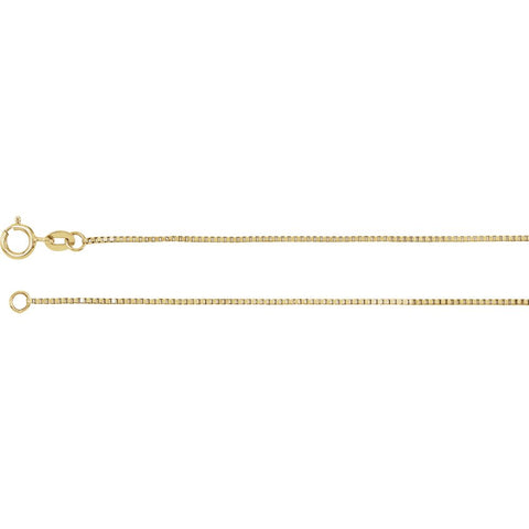 14k Yellow Gold .75mm Solid Box 18" Chain