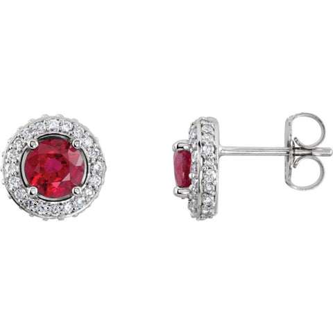 14k White Gold Ruby & 3/8 CTW Diamond Earrings
