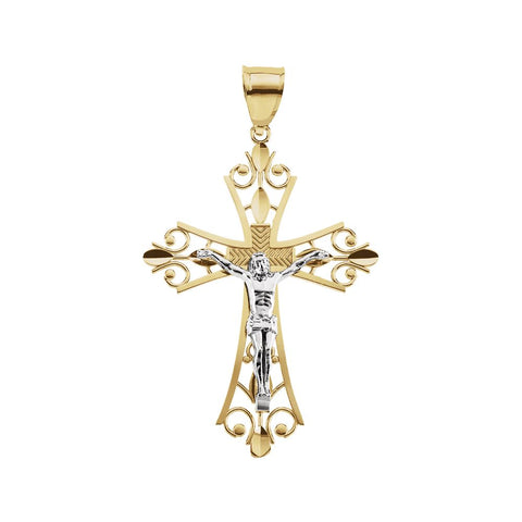 14K Yellow & White 50.5x36.5mm Crucifix Pendant