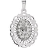 14k White Gold 22x15.5mm Oval Filigree Miraculous Medal