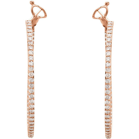 14k Rose Gold 2 CTW Diamond Inside/Outside Hoops