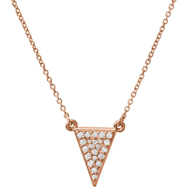 14k Rose Gold 1/5 CTW Diamond Triangle 16.5" Necklace