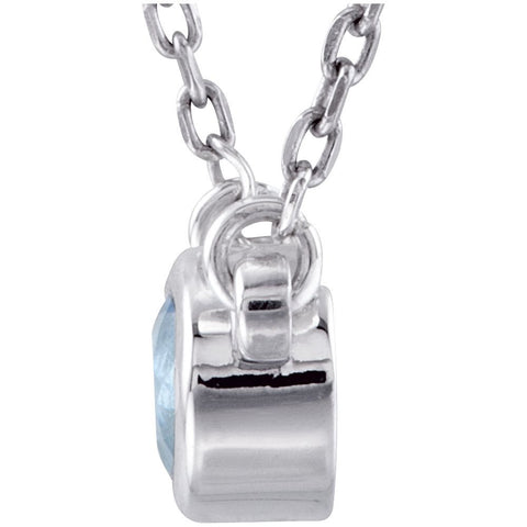 Sterling Silver Aquamarine Bezel 16" Necklace