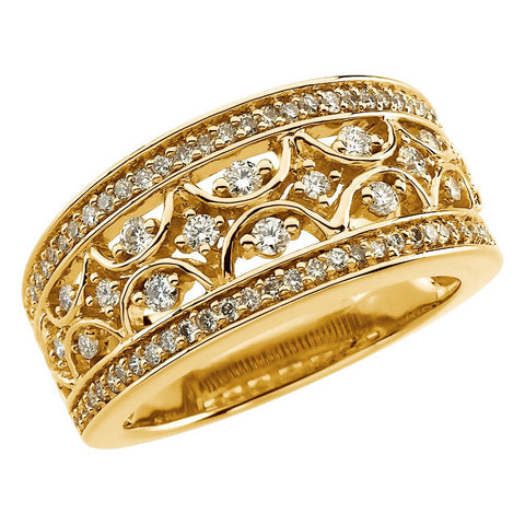 14k Yellow Gold 5/8 CTW Diamond Band Size 7