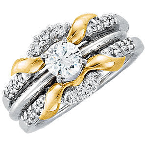14K White & Yellow Gold 1/3 CTW Diamond Ring Guard, Size 7