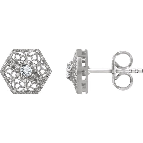 14k White Gold Filigree Earring Mounting