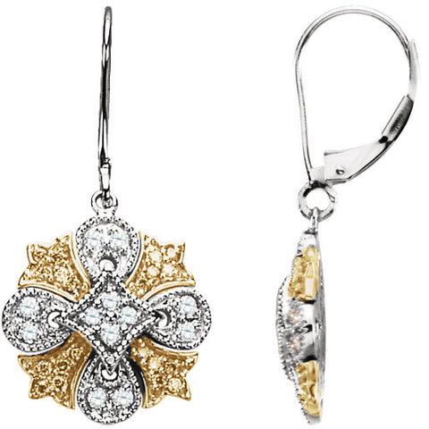 Natural Yellow & White Gold Diamonds Lever Back Earrings