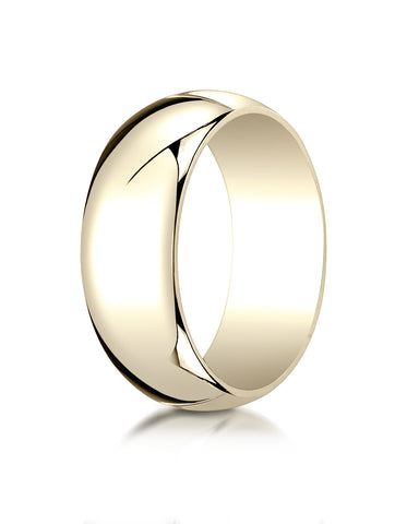 Benchmark 14K Yellow Gold 8mm Slightly Domed Traditional Oval Wedding Band Ring (Sizes 4 - 15 )