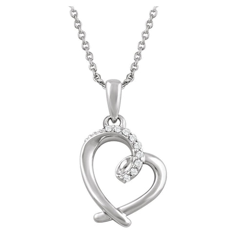 Sterling Silver .05 CTW Diamond Heart 16-18" Necklace