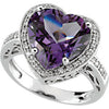 14k White Gold Amethyst & 1/6 CTW Diamond Ring, Size 7