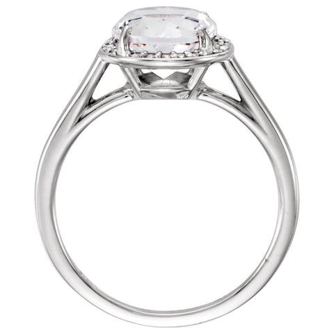 14k White Gold White Topaz and .05 CTW Diamond Ring, Size 7