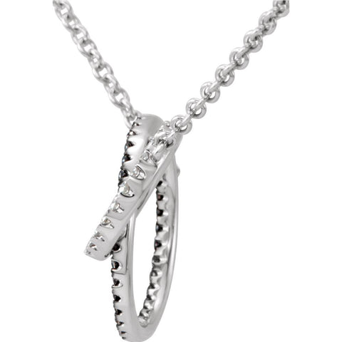 14k White Gold 1/3 CTW Black & White Diamond Circle 18" Necklace