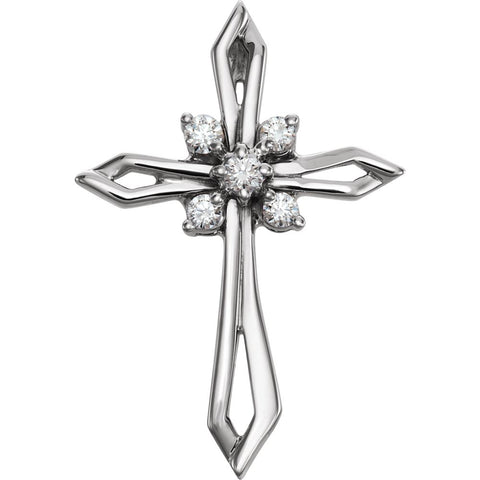 14k White Gold .16 CTW Diamond Cross Pendant