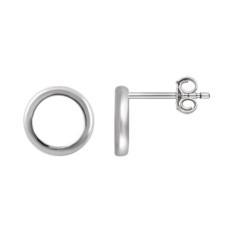 14k White Gold Circle Earrings