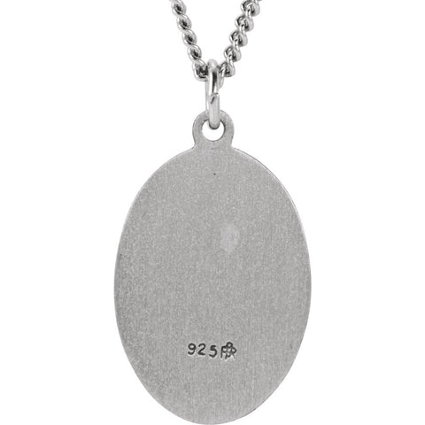 Sterling Silver 18.75x13.5mm Oval St. Jude Thaddeus 18" Necklace