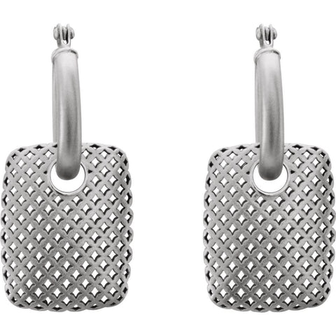14k White Gold Pierced Style Hoop Earrings