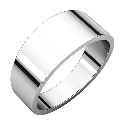 14k White Gold 8mm Flat Tapered Band, Size 10