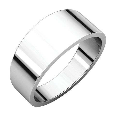 14k White Gold 8mm Flat Tapered Band, Size 11.5