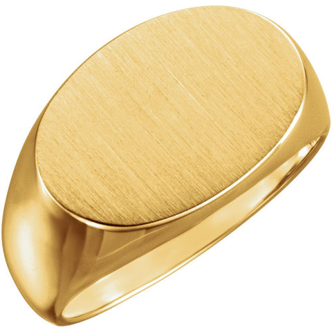 14k Yellow Gold 12x18mm Oval Signet Ring, Size 10