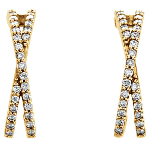 14k Yellow Gold Pair 1/4 CTW Diamond Criss Cross Earrings