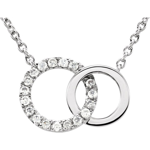 14k White Gold .06 CTW Diamond Circle 18" Necklace