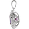 14k White Gold Amethyst & 1/8 CTW Diamond Halo-Style Pendant