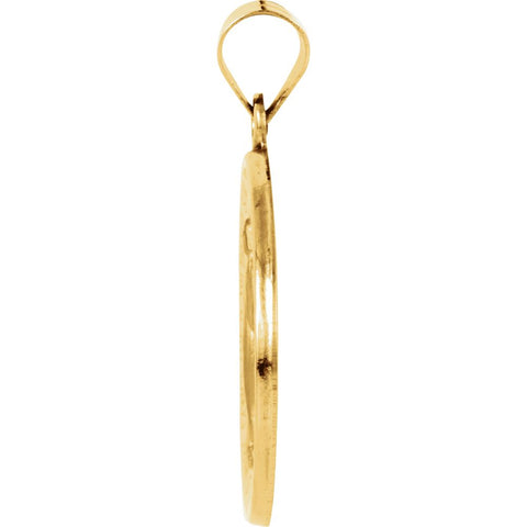14k Yellow Gold 22.25mm Hollow Round Miraculous Medal