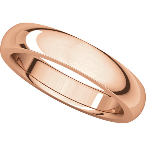 10k Rose Gold 4mm Heavy Comfort Fit Band, Size 8