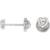 Pair of Kid's Heart CZ Earrings with Safety Backs and Gift Box in 14k White Gold