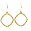 14k Yellow Gold 21.5x21.5mm Beaded Square Earrings