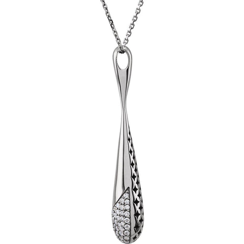 14k White Gold 1/5 CTW Diamond Teardrop 18" Necklace