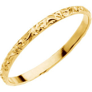 14k Yellow Gold Youth Etched 1.5mm Band, Size 3