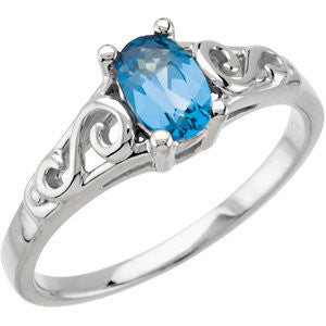 14k White Gold December Imitation Birthstone Ring , Size 5
